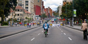 "La Ciclovia" happens every Sunday: a major road opens up to only bicyclist, roller-bladers and pedestrians; one of the few circumstances in which people of all ages and classes come together.